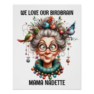 Leuk senior met vogels perfect poster