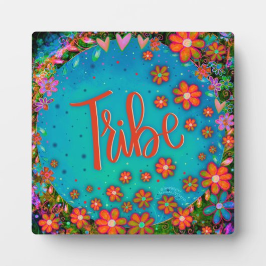 Leuk Sinaasappel Bloemen Blauw Whimsical Tribe Eze Fotoplaat (Voorkant)