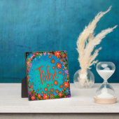 Leuk Sinaasappel Bloemen Blauw Whimsical Tribe Eze Fotoplaat (Insitu)