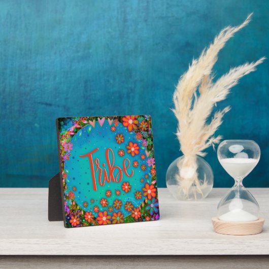 Leuk Sinaasappel Bloemen Blauw Whimsical Tribe Eze Fotoplaat (Insitu)