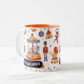 Leuk Sinaasappel Carnaval Kids Verjaardagscircus P Tweekleurige Koffiemok (Voorkant links)