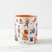 Leuk Sinaasappel Carnaval Kids Verjaardagscircus P Tweekleurige Koffiemok (Center)