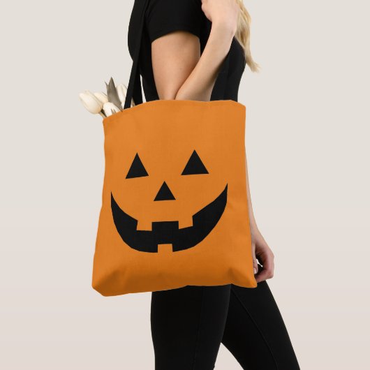 Leuk sinaasappel Jack o lantaarn pompoen gezicht H Tote Bag (Dichtbij)