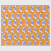 Leuk Sinaasappel Spook Halloween Cadeaupapier (Vlak)