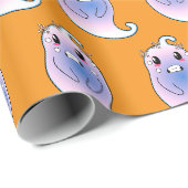 Leuk Sinaasappel Spook Halloween Cadeaupapier (Rol Hoek)