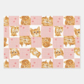 Leuk sinaasappel Tabby Cat Plaid Patchwork Roze Pa Inpakpapier Vel (Voorkant 3)