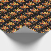 Leuk skateboarden pizza feest cadeaupapier (Hoek)