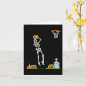 Leuk Skelet Basketbal Halloween Pompoen Kaart (Gele Bloem)