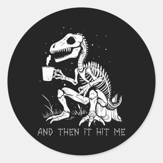Leuk Skelet Dinosaurus Kostuum Gothic Mannen Vrouw Ronde Sticker (Voorkant)