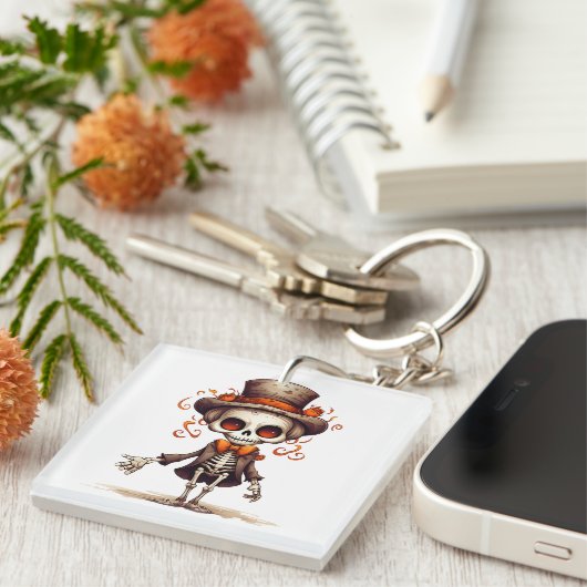 Leuk skelet Halloween heks Sleutelhanger (Voorkant Rechts)