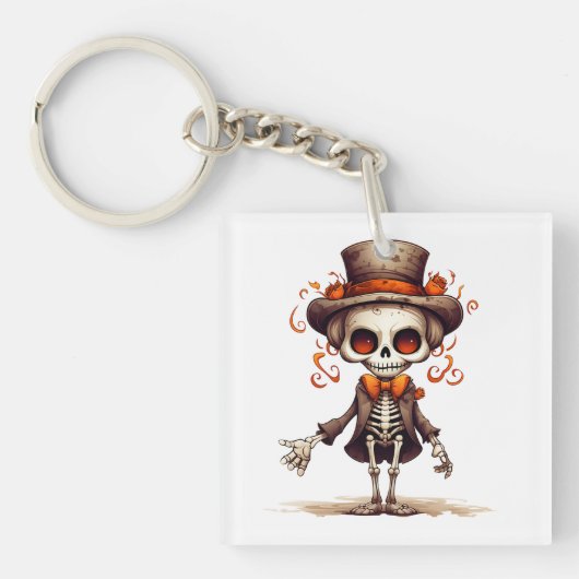 Leuk skelet Halloween heks Sleutelhanger (voorkant)