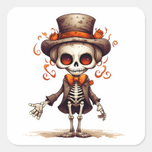 Leuk skelet Halloween heks Vierkante Sticker