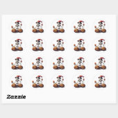 Leuk skelet Halloween Heksenpompoen Ronde Sticker (Vel)