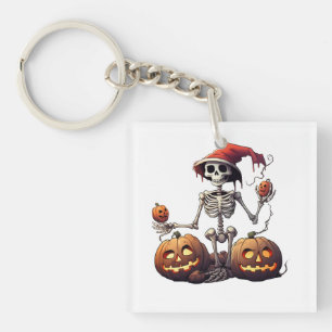Leuk skelet Halloween Heksenpompoen Sleutelhanger