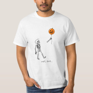Leuk Skelet Halloween Pompoen Ballon Donkere Humor T-shirt