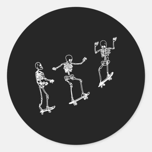 Leuk Skeleton Skateboard Halloween Skateboarden SK Ronde Sticker (Voorkant)
