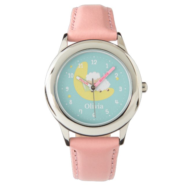 Leuk Slapen Klein Lam op de Maan Kinder Horloge (Voorkant)