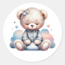 Leuk slaperig teddymeisje ronde sticker