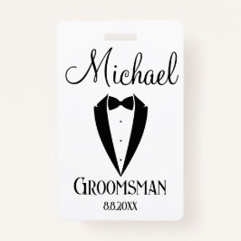Leuk smoking met booggroomsman gepersonaliseerd mo badge