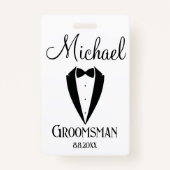 Leuk smoking met booggroomsman gepersonaliseerd mo badge (Achterkant)