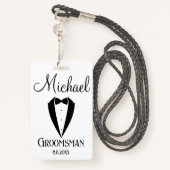 Leuk smoking met booggroomsman gepersonaliseerd mo badge (Achterkant met draagriem)