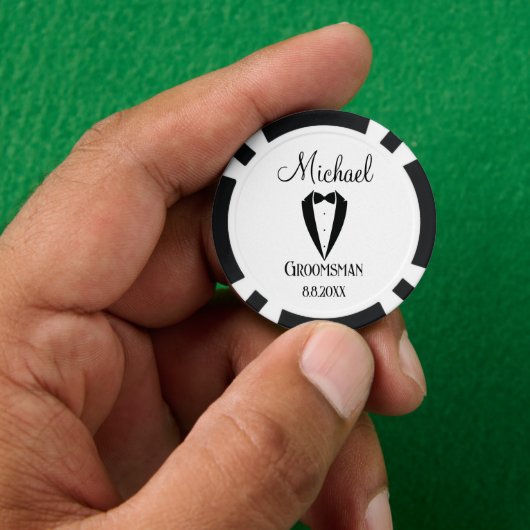 Leuk smoking met booggroomsman gepersonaliseerde c poker chips (Hand)