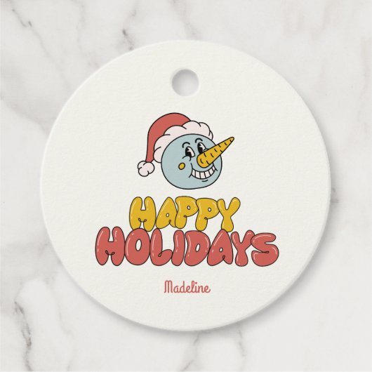 Leuk sneeuwpop feestje bedankjes labels (Voorkant)