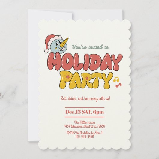 Leuk sneeuwpop feestje kaart (Voorkant)