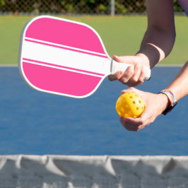 Leuk Snoep Roze Slank Wit Verticaal Racing Stripes Pickleball Paddle