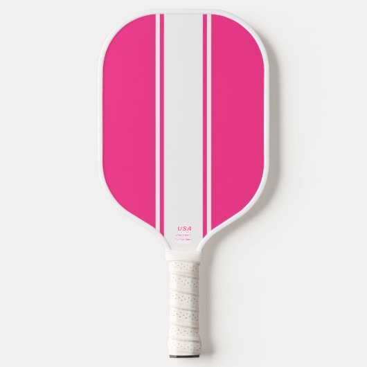 Leuk Snoep Roze Slank Wit Verticaal Racing Stripes Pickleball Paddle (Voorkant)