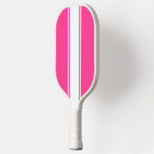 Leuk Snoep Roze Slank Wit Verticaal Racing Stripes Pickleball Paddle (Links)