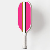 Leuk Snoep Roze Zwart Wit Verticale Racing Stripes Pickleball Paddle (Links)