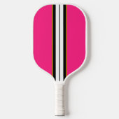 Leuk Snoep Roze Zwart Wit Verticale Racing Stripes Pickleball Paddle (Voorkant)