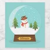 LEUK! Snowman Wijn Labels- Gepersonaliseerd -Naam Etiket (Enkel label)