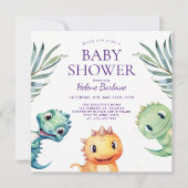 Leuk speels dinosaurus Baby shower Kaart (Voorkant)