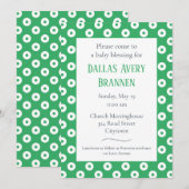 Leuk & Speels Groen Polka-Dot Baby Zegen Kaart (Voorkant / Achterkant)