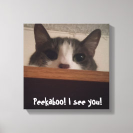 Leuk speels kitty kat Afbeelding verpakt canvas Afdruk