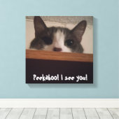 Leuk speels kitty kat Afbeelding verpakt canvas Afdruk (Insitu (Houten vloer))
