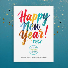 Leuk Speels Nieuwjaars Kleurrijk Typo Zakelijk Log Feestdagenkaart