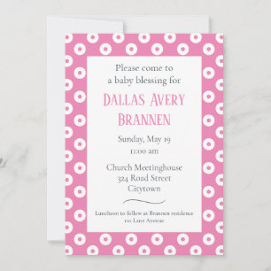 Leuk & Speels Roze Polka-Dot Baby Zegen Invita Kaart