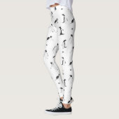 Leuk speelse pinguïns en vis monochroom patroon leggings (Links)