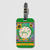 Leuk Spelen Gepersonaliseerde Naam Bloemen Bumbleb Bagagelabel (Voorkant (verticaal))
