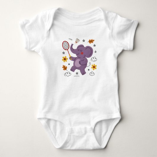 Leuk spelende baby olifant romper (Voorkant)