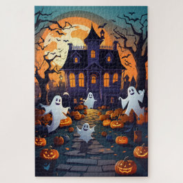 Leuk spookhuis, pompoenen en spookhalloween legpuzzel
