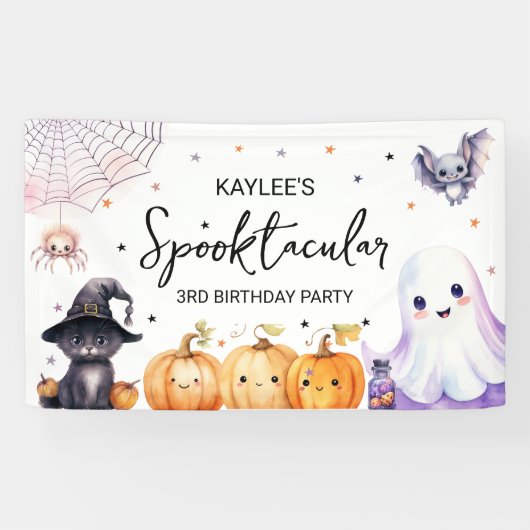 Leuk spooktacular verjaardagsfeestje spandoek (Horizontaal)