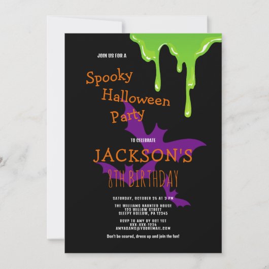 Leuk Spooky Halloween Kids Verjaardagsfeestje Kaart (Voorkant)