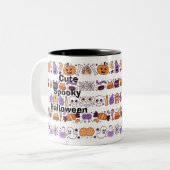 Leuk spooky Halloween naadloos patroon Tweekleurige Koffiemok (Voorkant links)