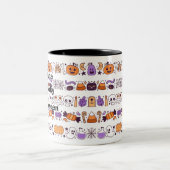 Leuk spooky Halloween naadloos patroon Tweekleurige Koffiemok (Center)