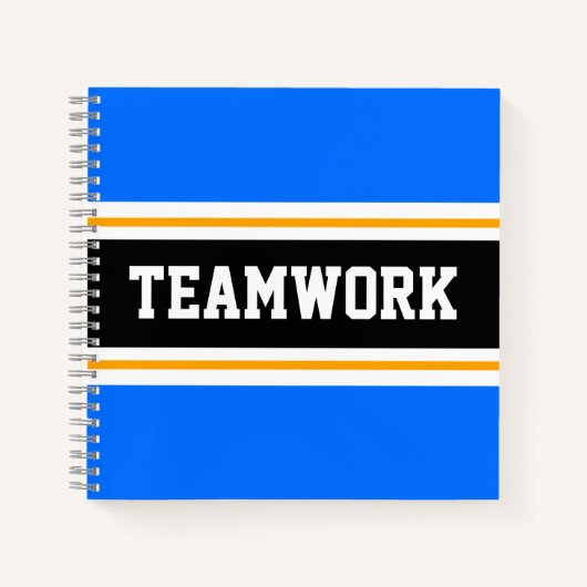 Leuk Sportief Blauw Zwart TEAMWORK Racing Stripes Notitieboek (Voorkant)
