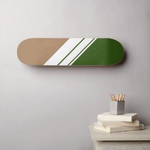 Leuk Sportief Donkergroen Bruin Wit Racing Stripes Persoonlijk Skateboard